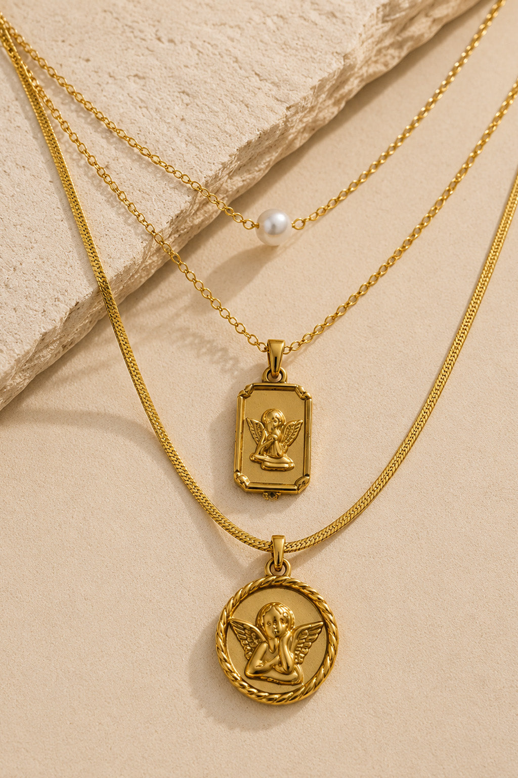 "Set Mediterráneo — 5 piezas · Acero 316L · Oro 18k